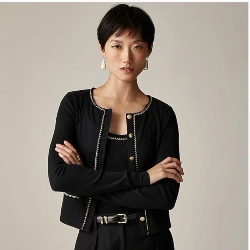NWT J. Crew Vintage Rib Lady Jacket with Chain Trim Large